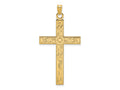FJC Finejewelers 14 kt Yellow Gold Etched Floral Design Cross Charm 49 x 25 mm