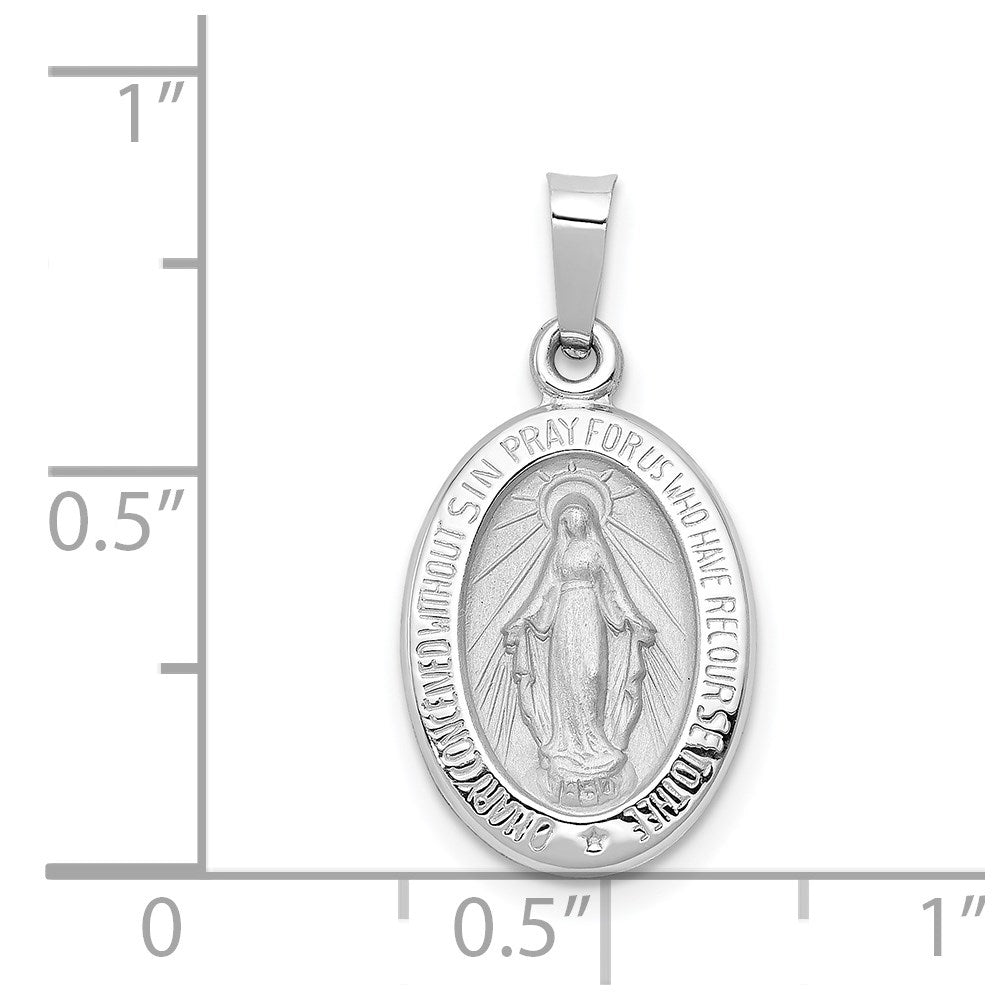 FJC Finejewelers 14 kt White Gold Polished Satin Miraculous Medal Hollow Charm 23 mm x 12 mm