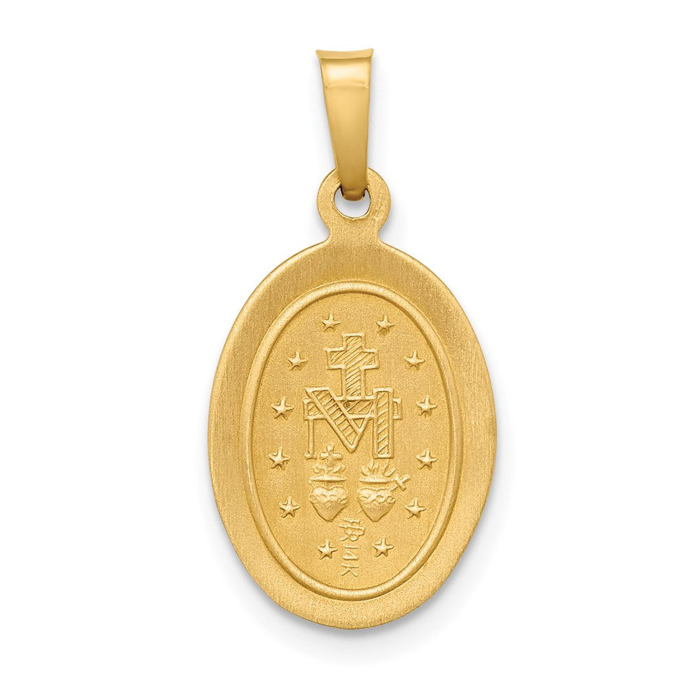 FJC Finejewelers 14 kt Yellow Gold Polished and Satin Miraculous Medal Hollow Charm 23 x 12 mm