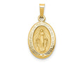 FJC Finejewelers 14 kt Yellow Gold Polished and Satin Miraculous Medal Hollow Charm 23 x 12 mm
