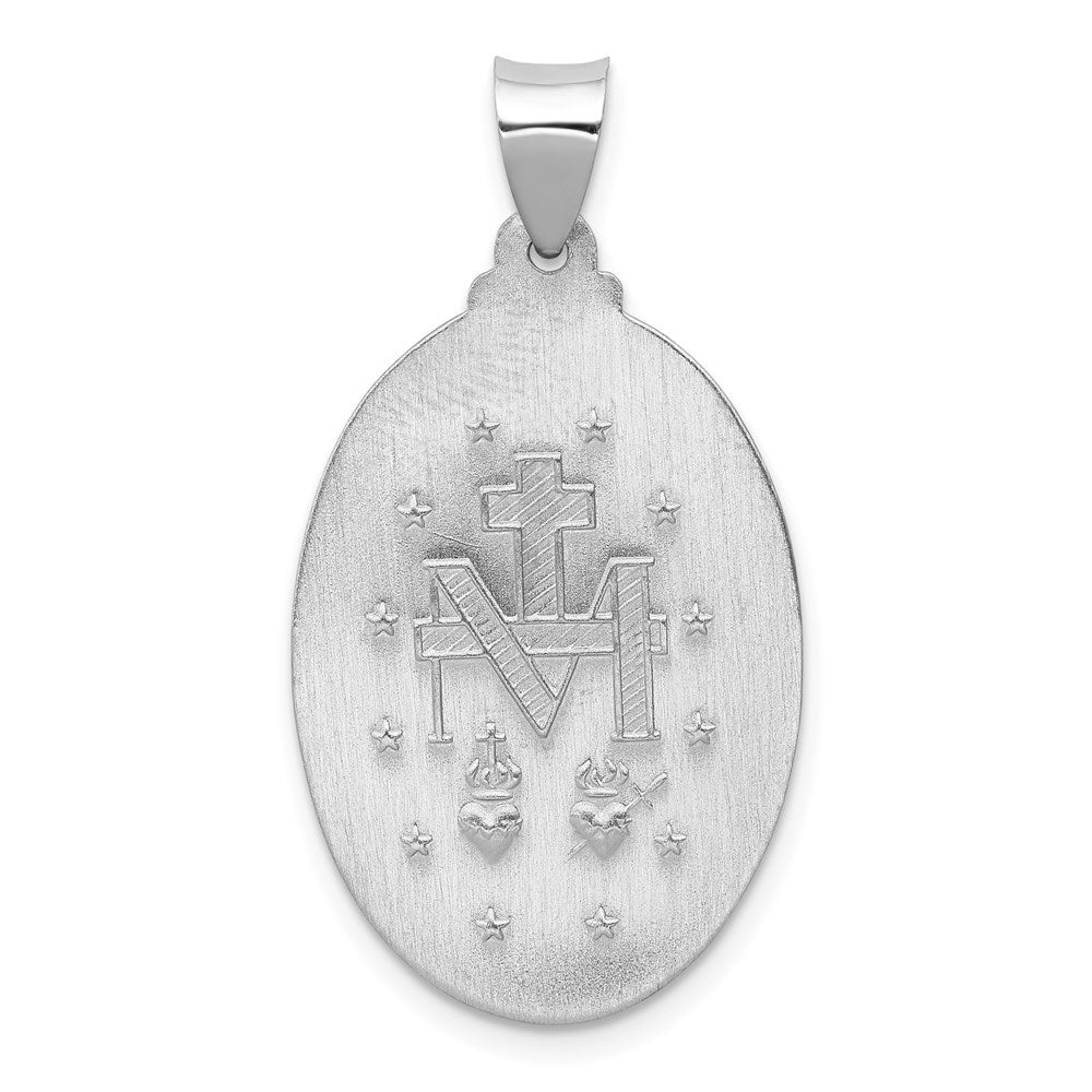 FJC Finejewelers 14 kt White Gold Polished Satin Miraculous Medal Hollow Charm 34 mm x 18 mm