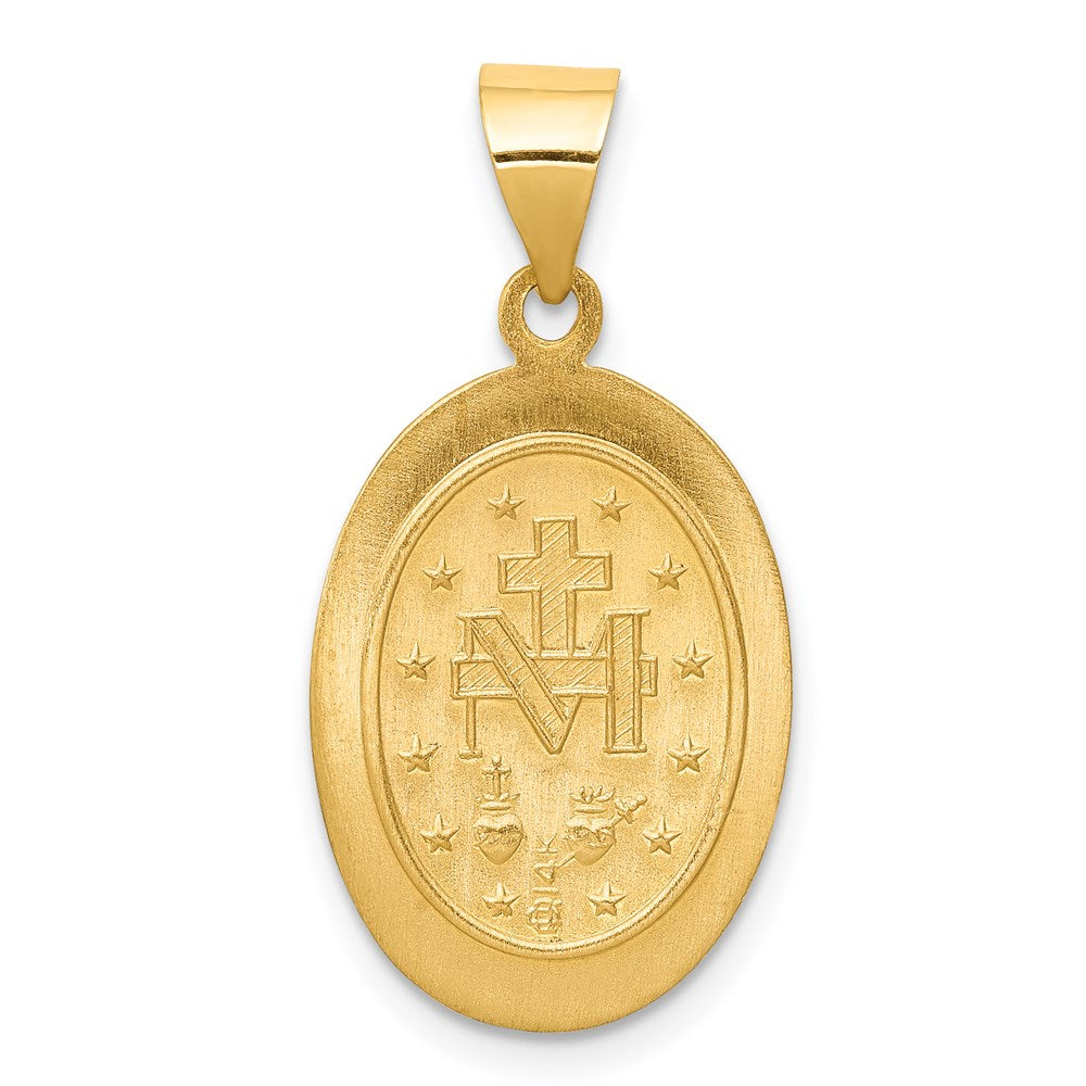 FJC Finejewelers 14 kt Yellow Gold Hollow Polished And Satin Miraculous Medal Charm 27 x 14 mm