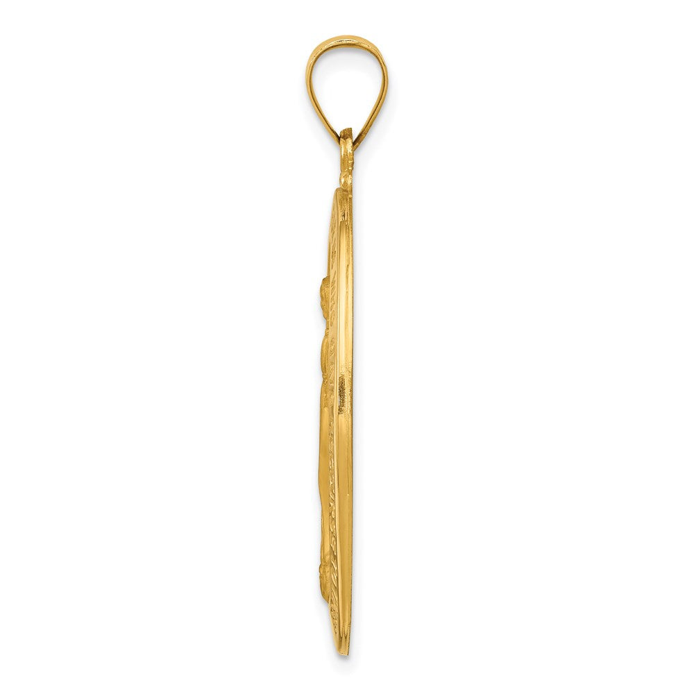 FJC Finejewelers 14 kt Yellow Gold Hollow Polished And Satin Miraculous Medal Charm 38 x 20 mm