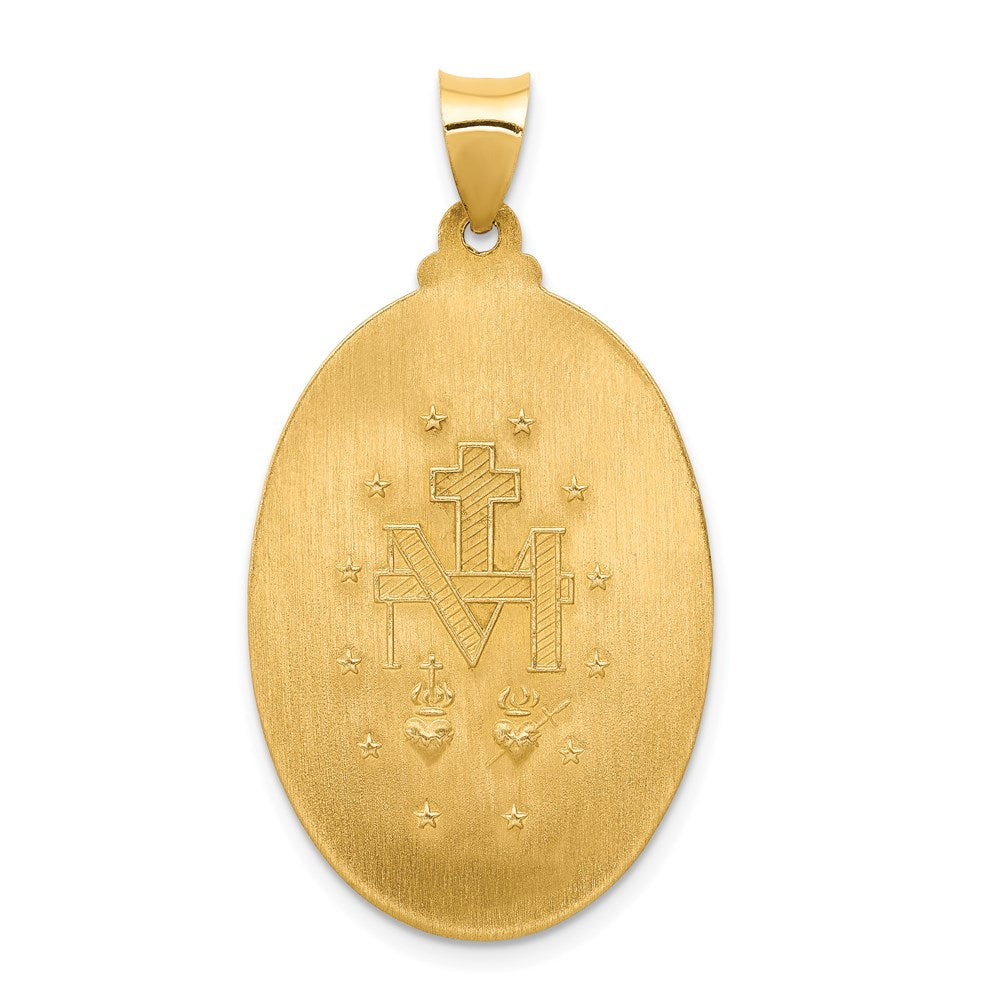 FJC Finejewelers 14 kt Yellow Gold Hollow Polished And Satin Miraculous Medal Charm 38 x 20 mm