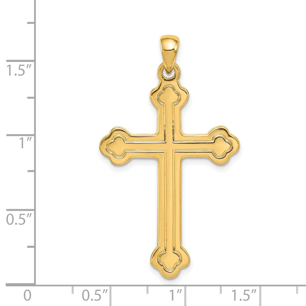 FJC Finejewelers 14 kt Yellow Gold Budded Cross Charm 41 x 23 mm