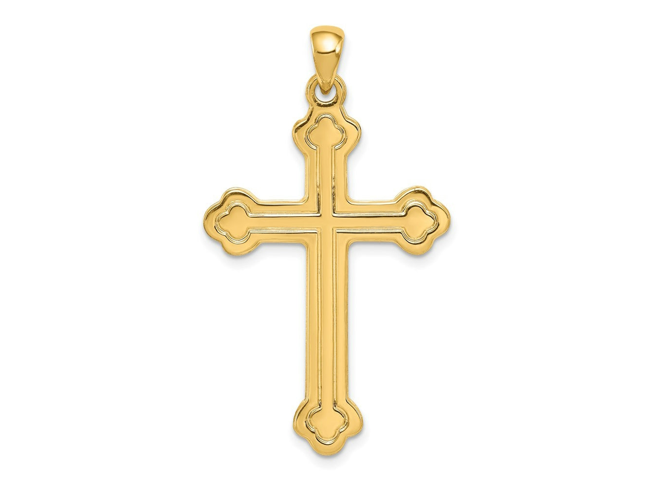 FJC Finejewelers 14 kt Yellow Gold Budded Cross Charm 41 x 23 mm