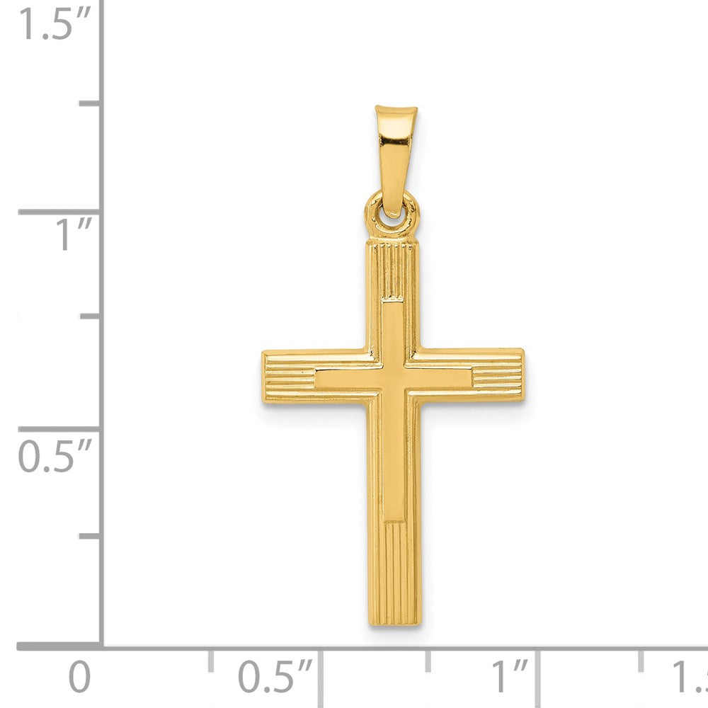 FJC Finejewelers 14 kt Yellow Gold Brushed and Polished Latin Cross Charm 31 x 15 mm