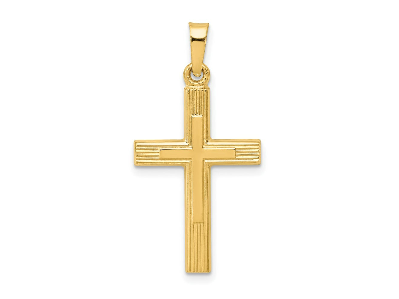 FJC Finejewelers 14 kt Yellow Gold Brushed and Polished Latin Cross Charm 31 x 15 mm