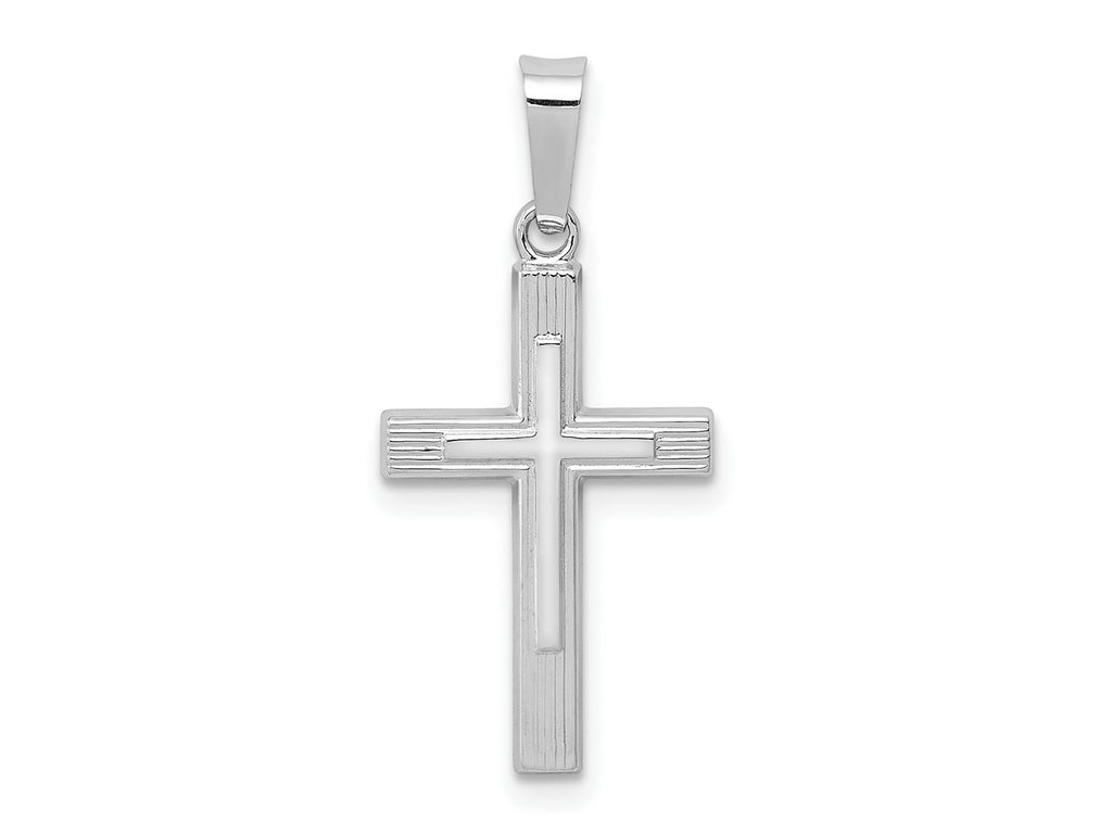 FJC Finejewelers 14 kt White Gold Polished Latin Cross Charm 26 mm x 15 mm