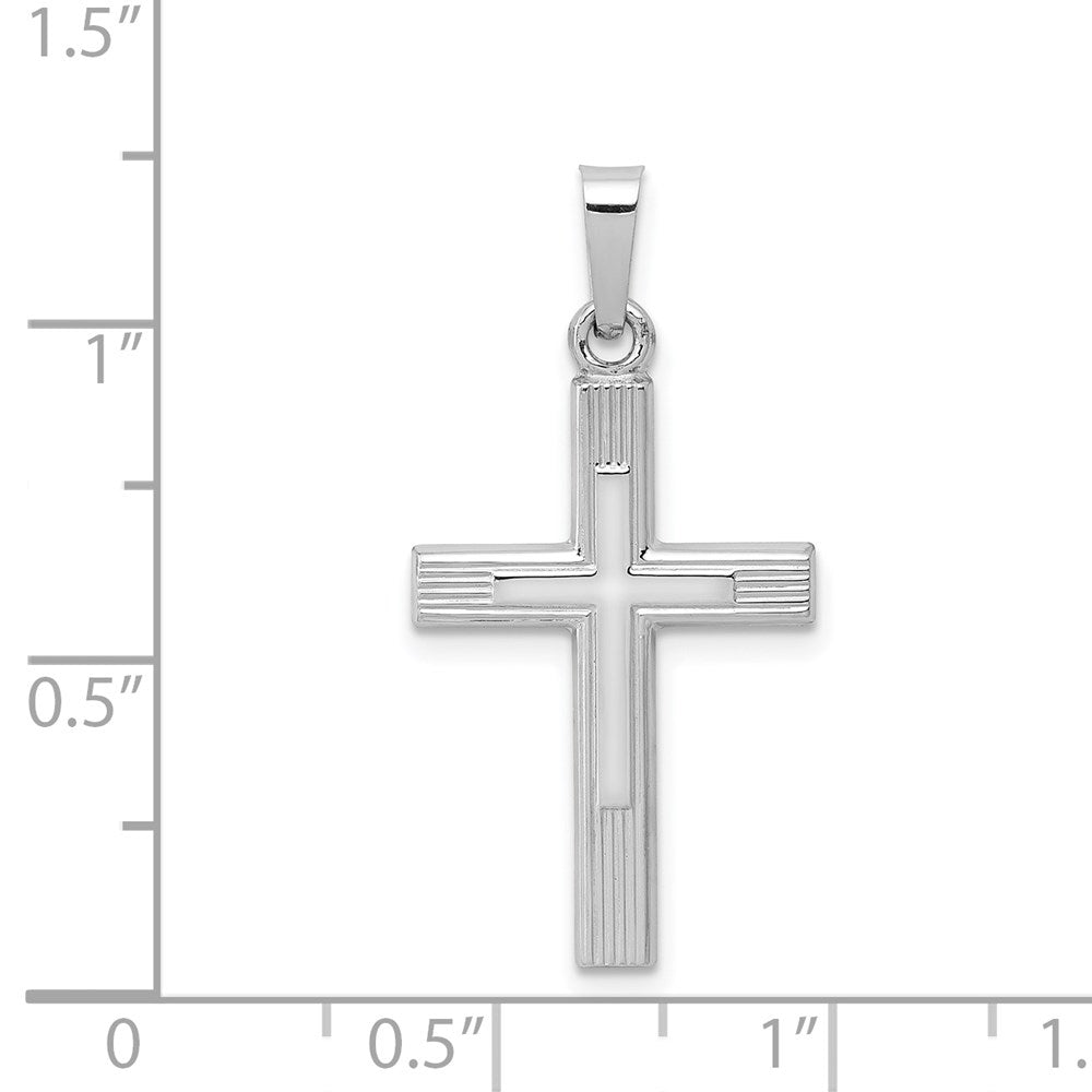 FJC Finejewelers 14 kt White Gold Brushed and Polished Latin Cross Charm 31 mm x 15 mm