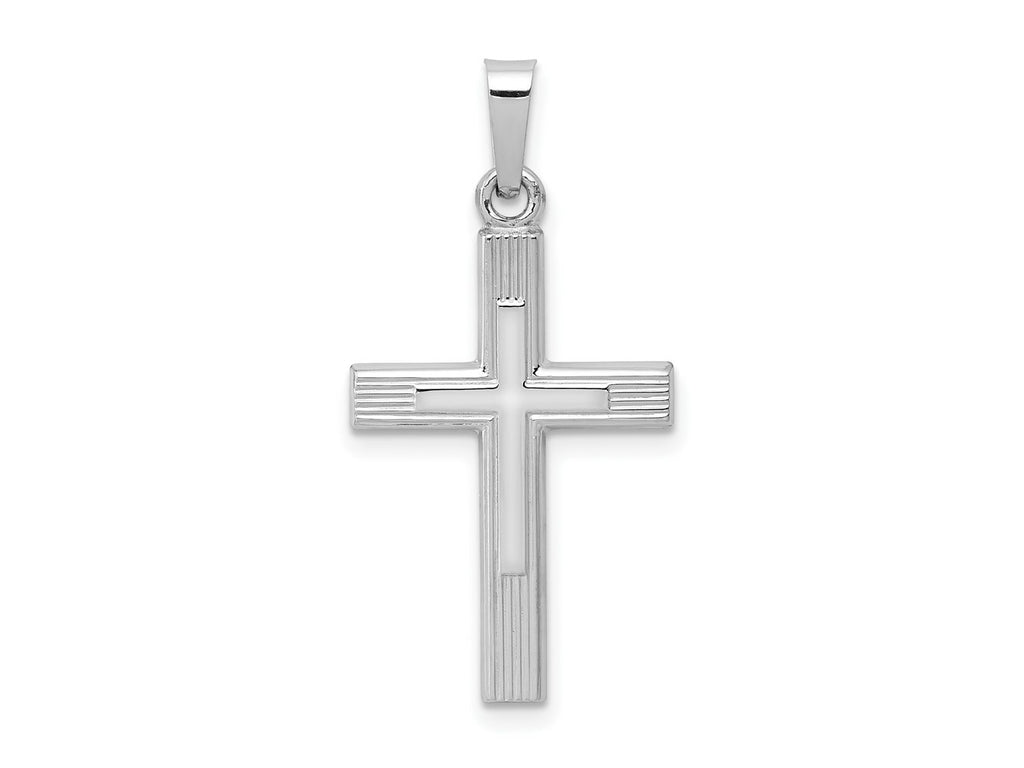 FJC Finejewelers 14 kt White Gold Brushed and Polished Latin Cross Charm 31 mm x 15 mm