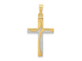 FJC Finejewelers 14 kt Yellow Gold Rhodium Satin and Polished Latin Cross Charm 31 x 16 mm
