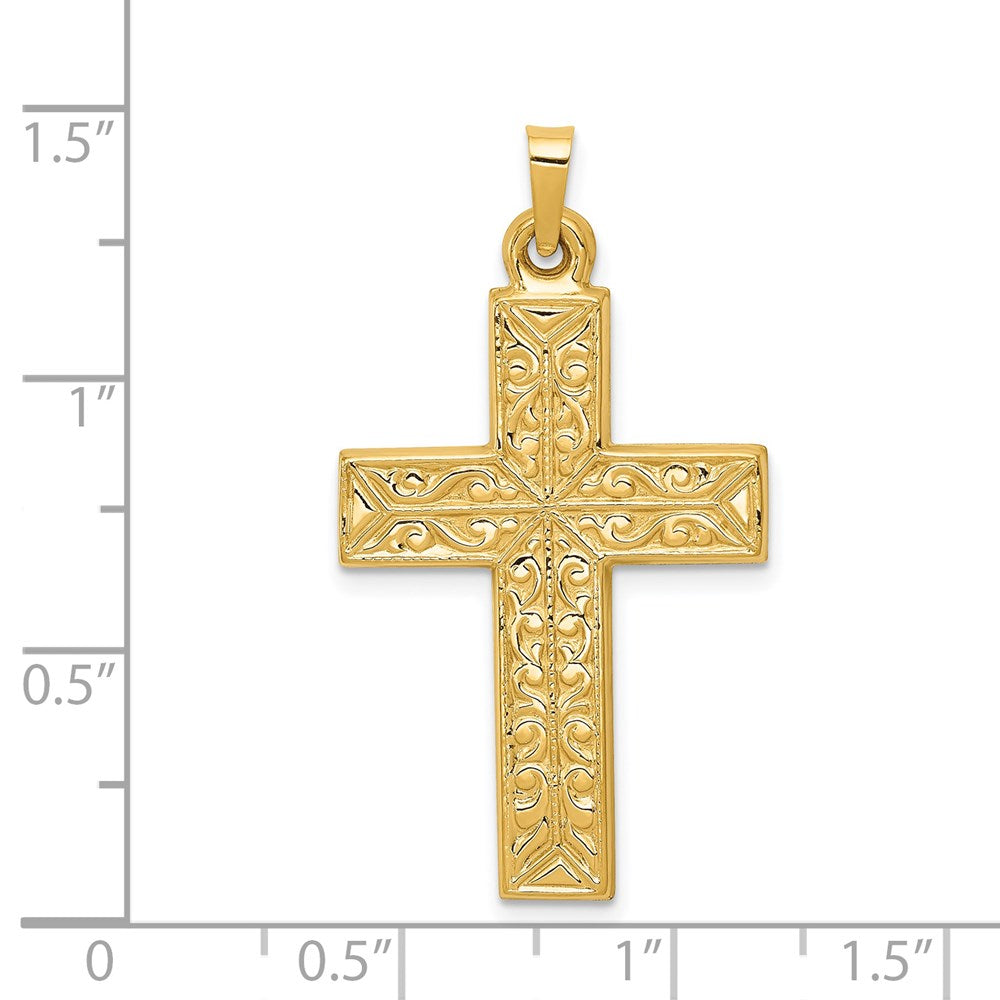 FJC Finejewelers 14 kt Yellow Gold Polished Filigree Cross Charm 36 x 20 mm