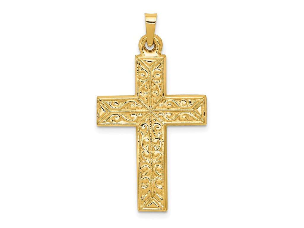 FJC Finejewelers 14 kt Yellow Gold Polished Filigree Cross Charm 36 x 20 mm