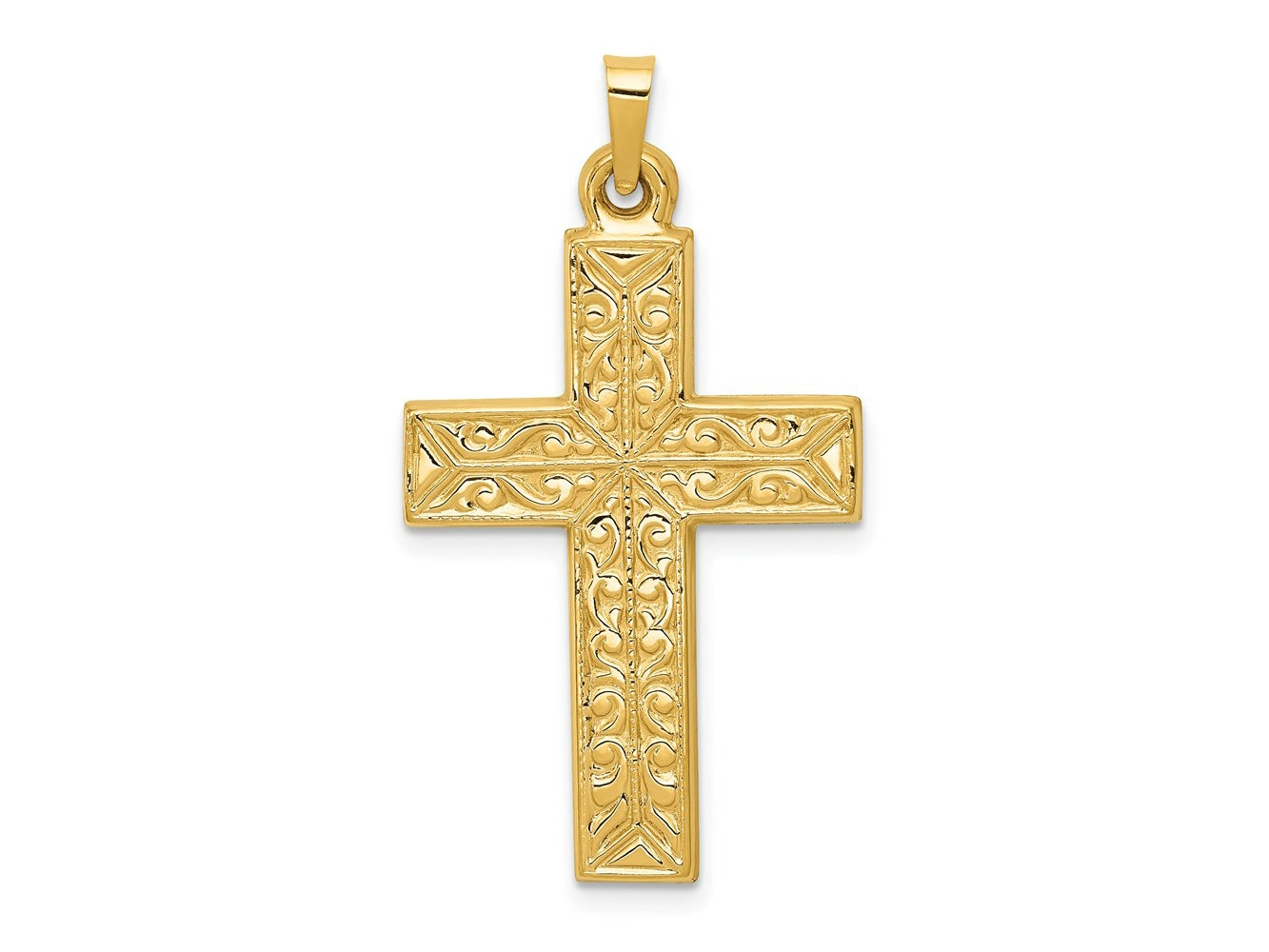 FJC Finejewelers 14 kt Yellow Gold Polished Filigree Cross Charm 36 x 20 mm