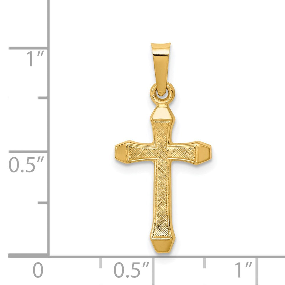 FJC Finejewelers 14 kt Yellow Gold Textured and Polished Latin Cross Charm 26 x 12 mm