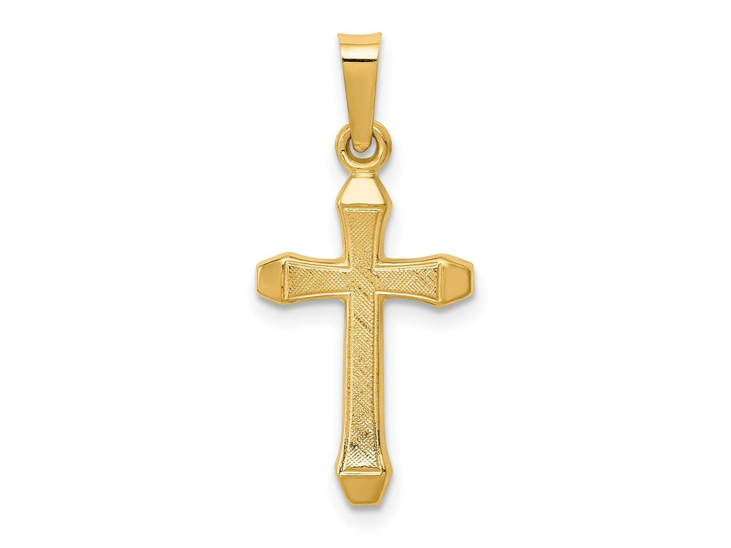 FJC Finejewelers 14 kt Yellow Gold Textured and Polished Latin Cross Charm 26 x 12 mm