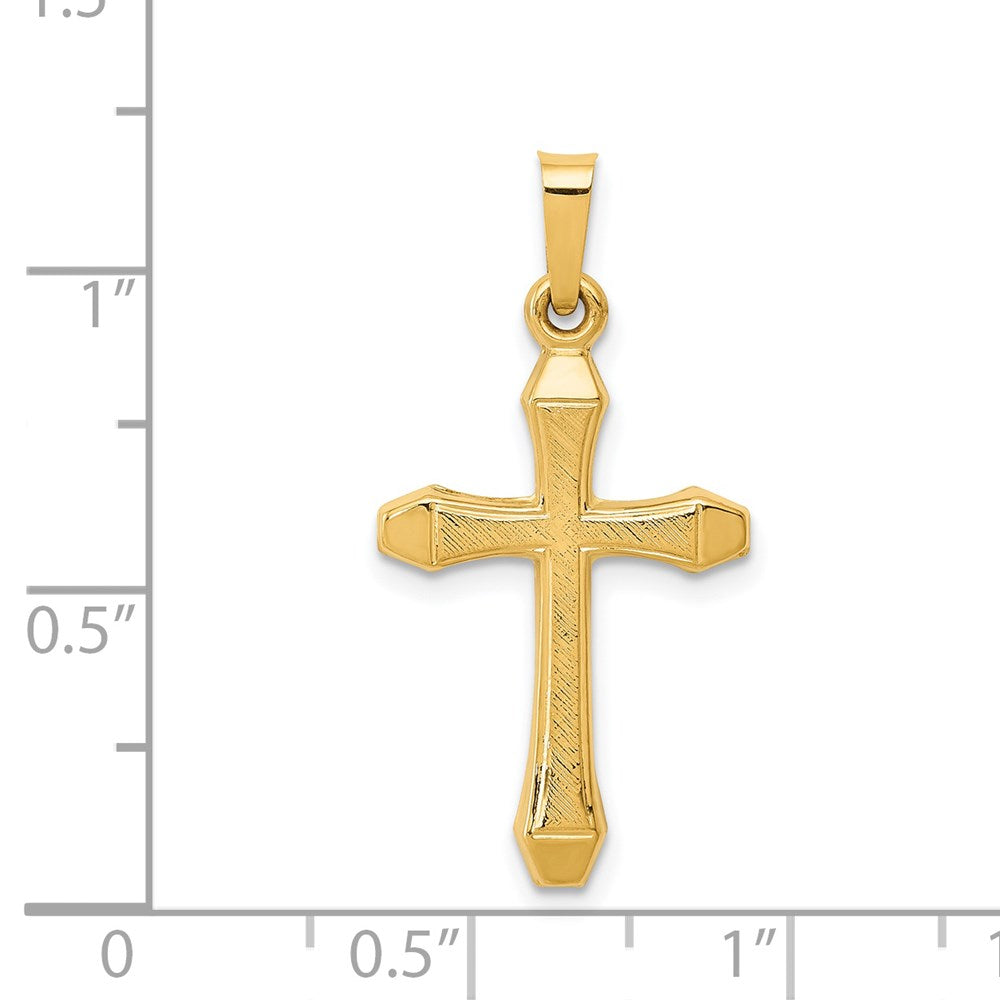 FJC Finejewelers 14 kt Yellow Gold Textured and Polished Latin Cross Charm 30 x 15 mm