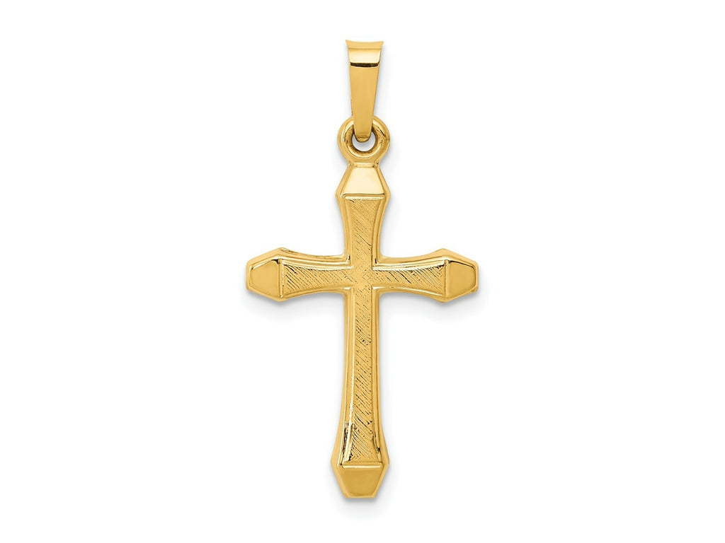 FJC Finejewelers 14 kt Yellow Gold Textured and Polished Latin Cross Charm 30 x 15 mm