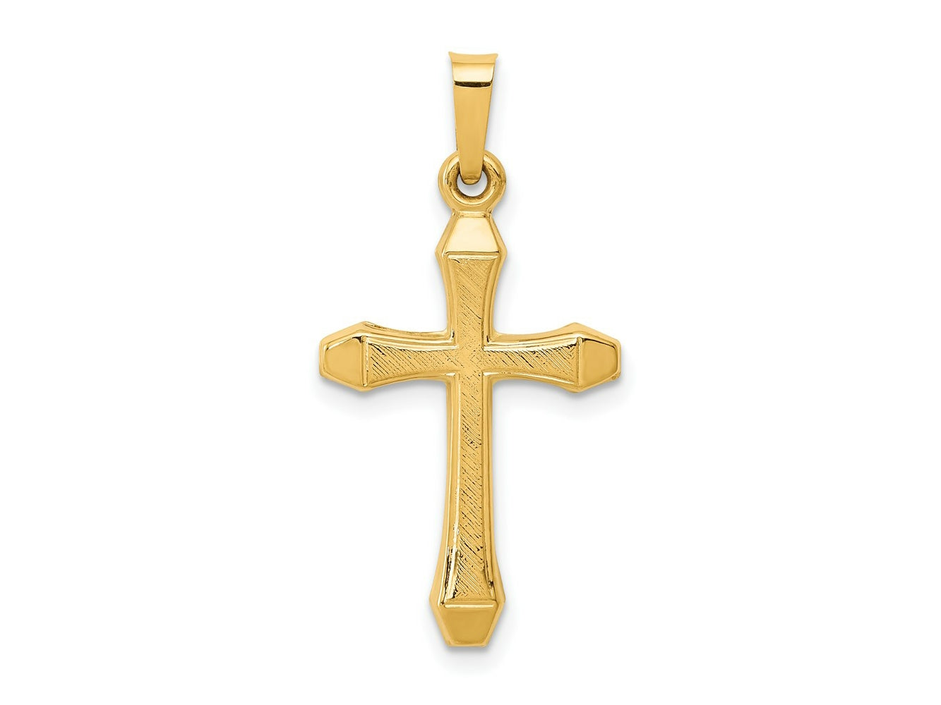FJC Finejewelers 14 kt Yellow Gold Textured and Polished Latin Cross Charm 30 x 15 mm