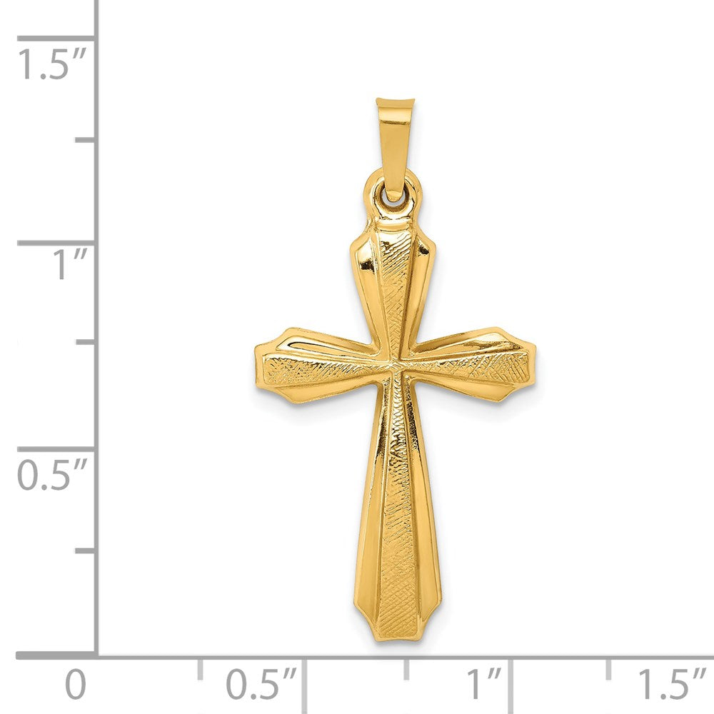 FJC Finejewelers 14 kt Yellow Gold Textured and Polished Passion Cross Charm 34 x 17 mm