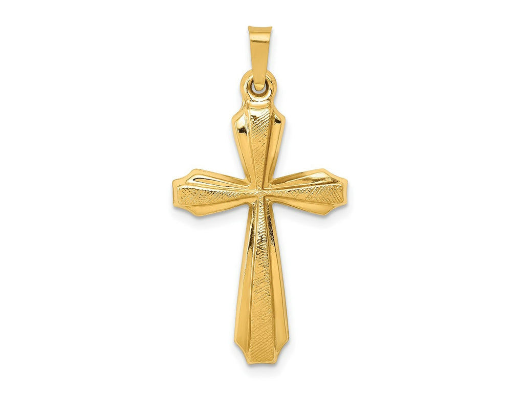 FJC Finejewelers 14 kt Yellow Gold Textured and Polished Passion Cross Charm 34 x 17 mm