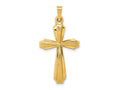 FJC Finejewelers 14 kt Yellow Gold Textured and Polished Passion Cross Charm 34 x 17 mm