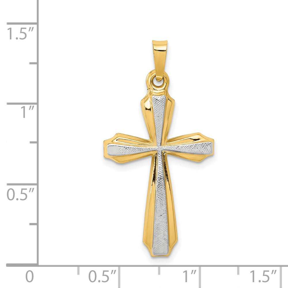 FJC Finejewelers 14 kt Yellow Gold with Rhodium Textured and Polished Passion Cross Charm 34 x 17 mm