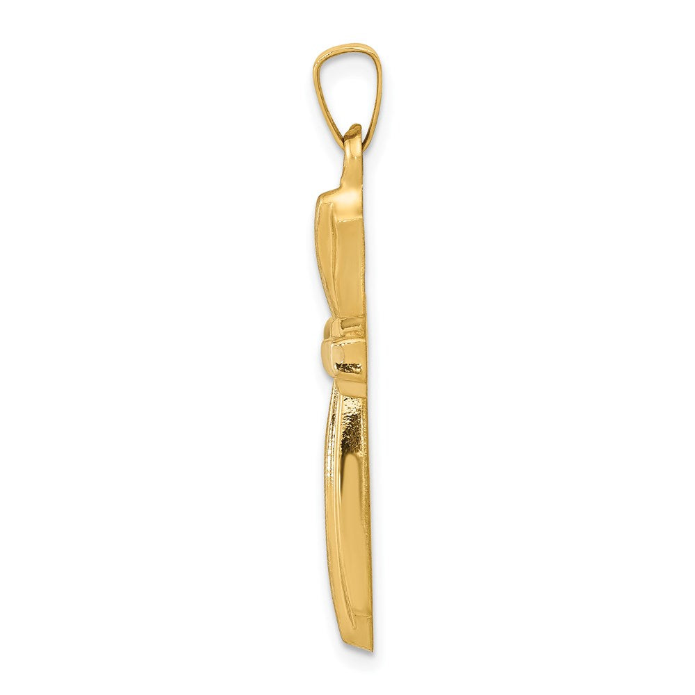 FJC Finejewelers 14 kt Yellow Gold with Rhodium Textured and Polished Passion Cross Charm 34 x 17 mm