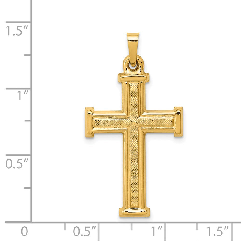 FJC Finejewelers 14 kt Yellow Gold Brushed and Polished Latin Cross Charm 35 x 17 mm
