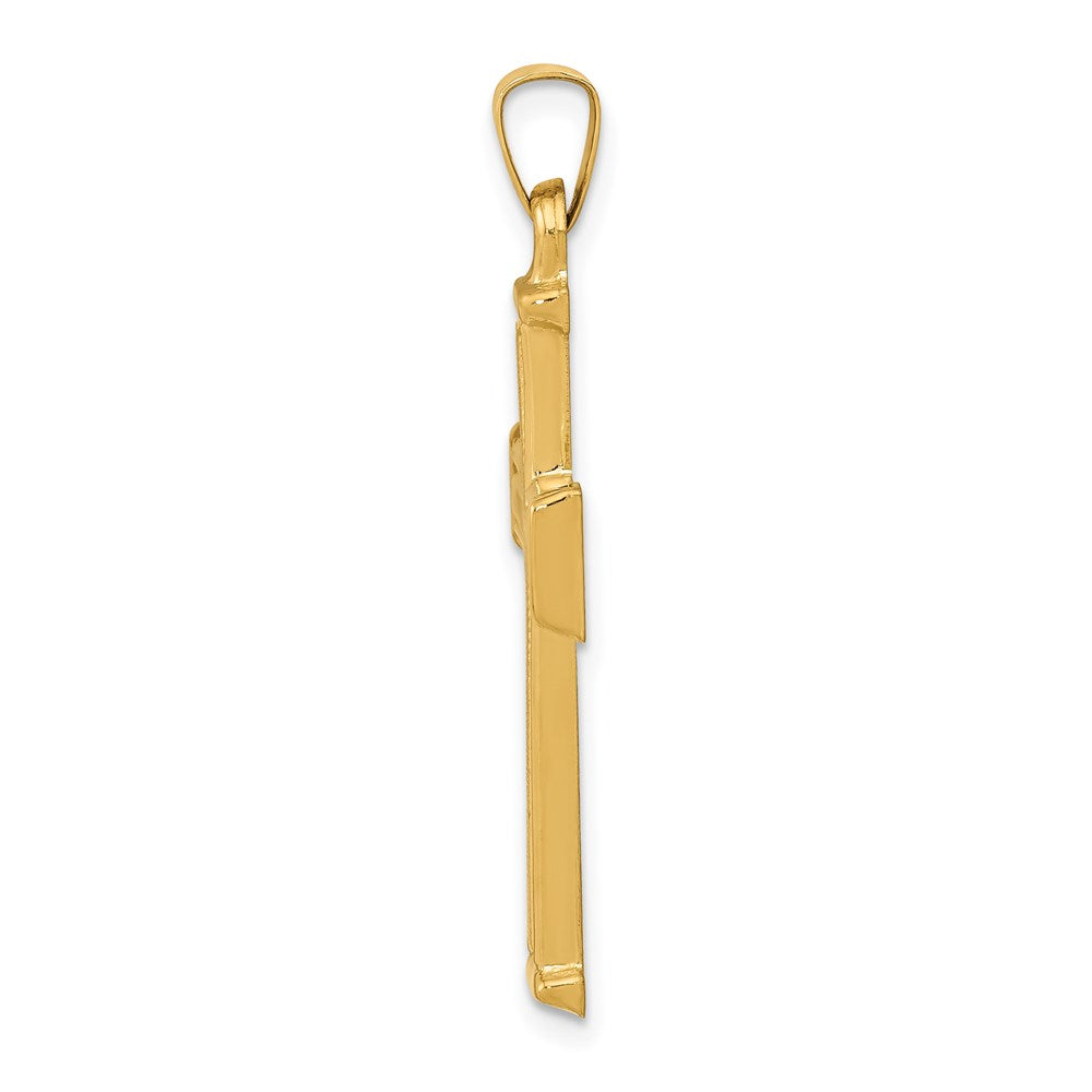 FJC Finejewelers 14 kt Yellow Gold Brushed and Polished Latin Cross Charm 35 x 17 mm