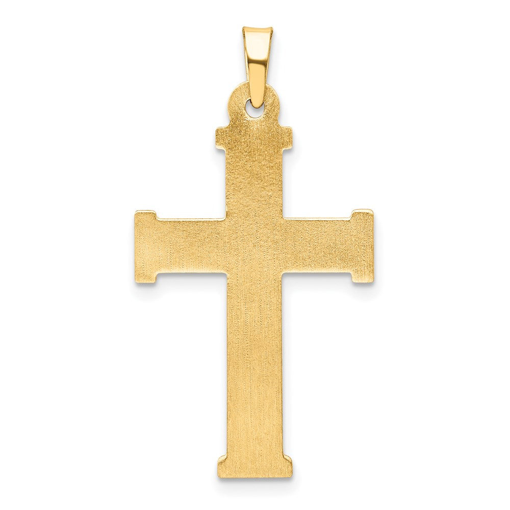FJC Finejewelers 14 kt Yellow Gold Brushed and Polished Latin Cross Charm 35 x 17 mm