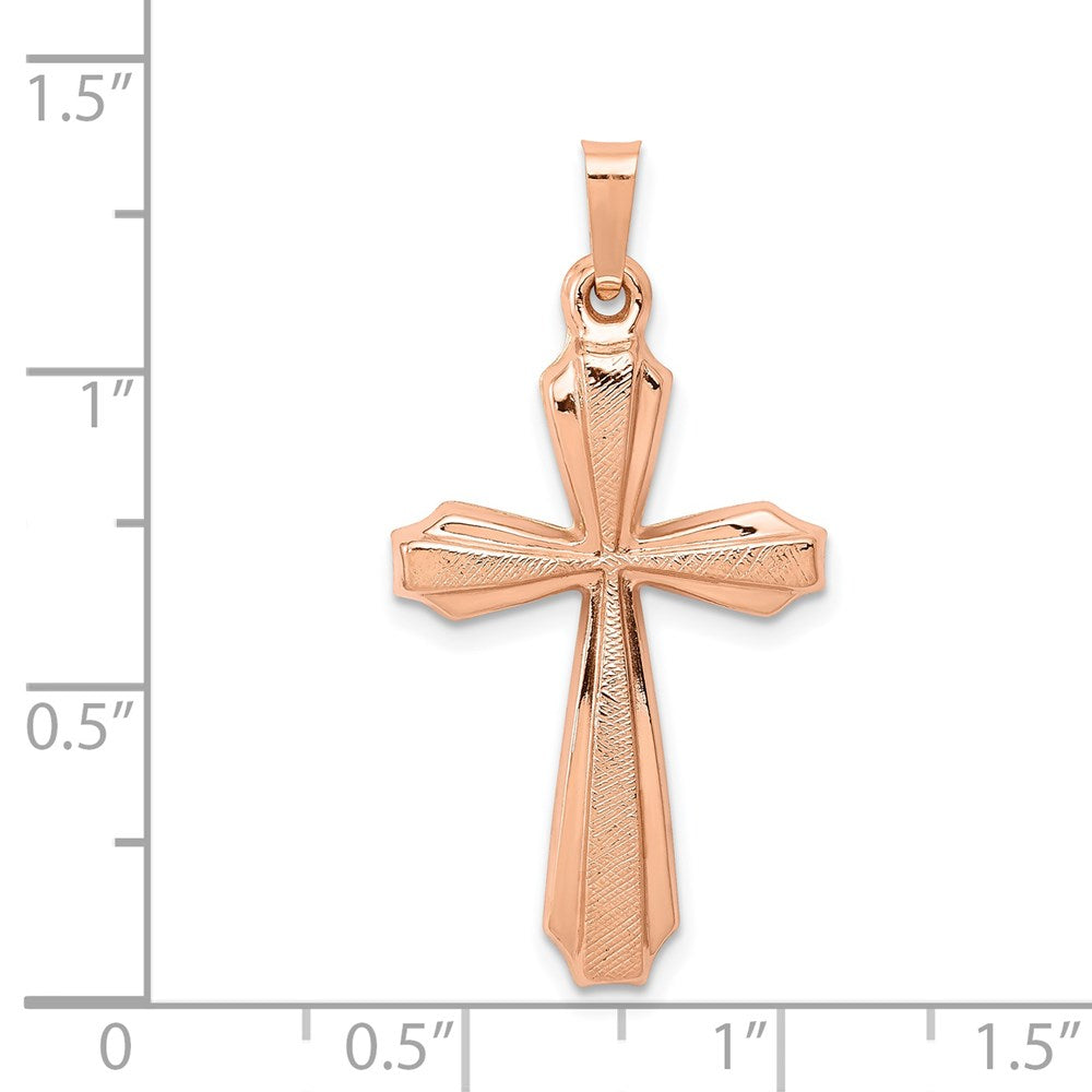 FJC Finejewelers 14 kt Rose Gold Textured And Polished Passion Cross Charm 34 mm x 17 mm