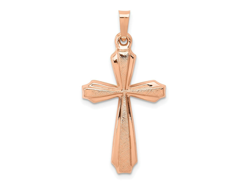 FJC Finejewelers 14 kt Rose Gold Textured And Polished Passion Cross Charm 34 mm x 17 mm