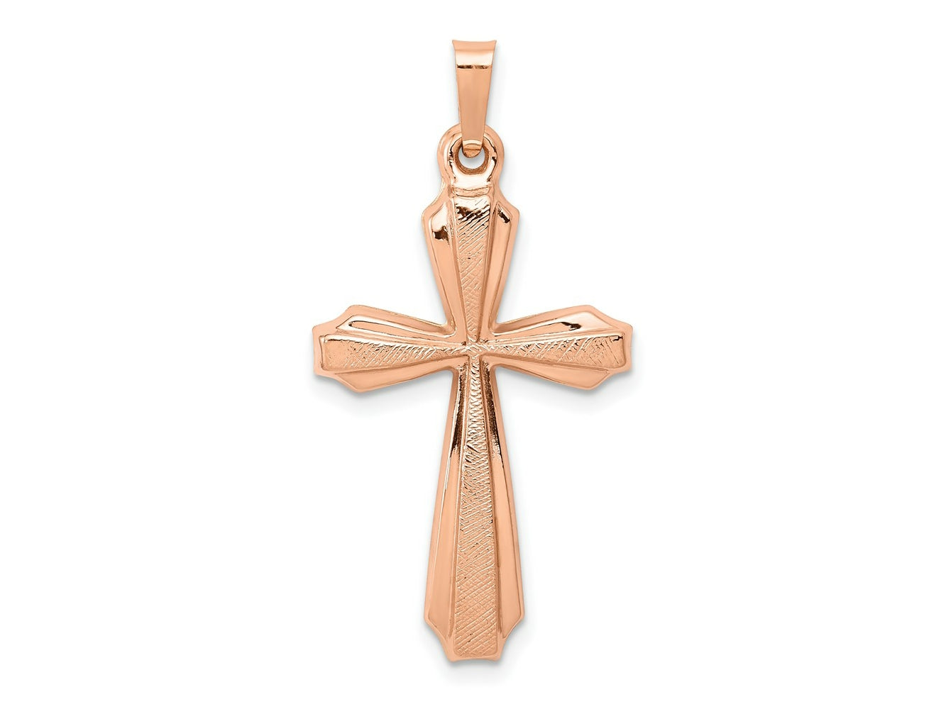FJC Finejewelers 14 kt Rose Gold Textured And Polished Passion Cross Charm 34 mm x 17 mm