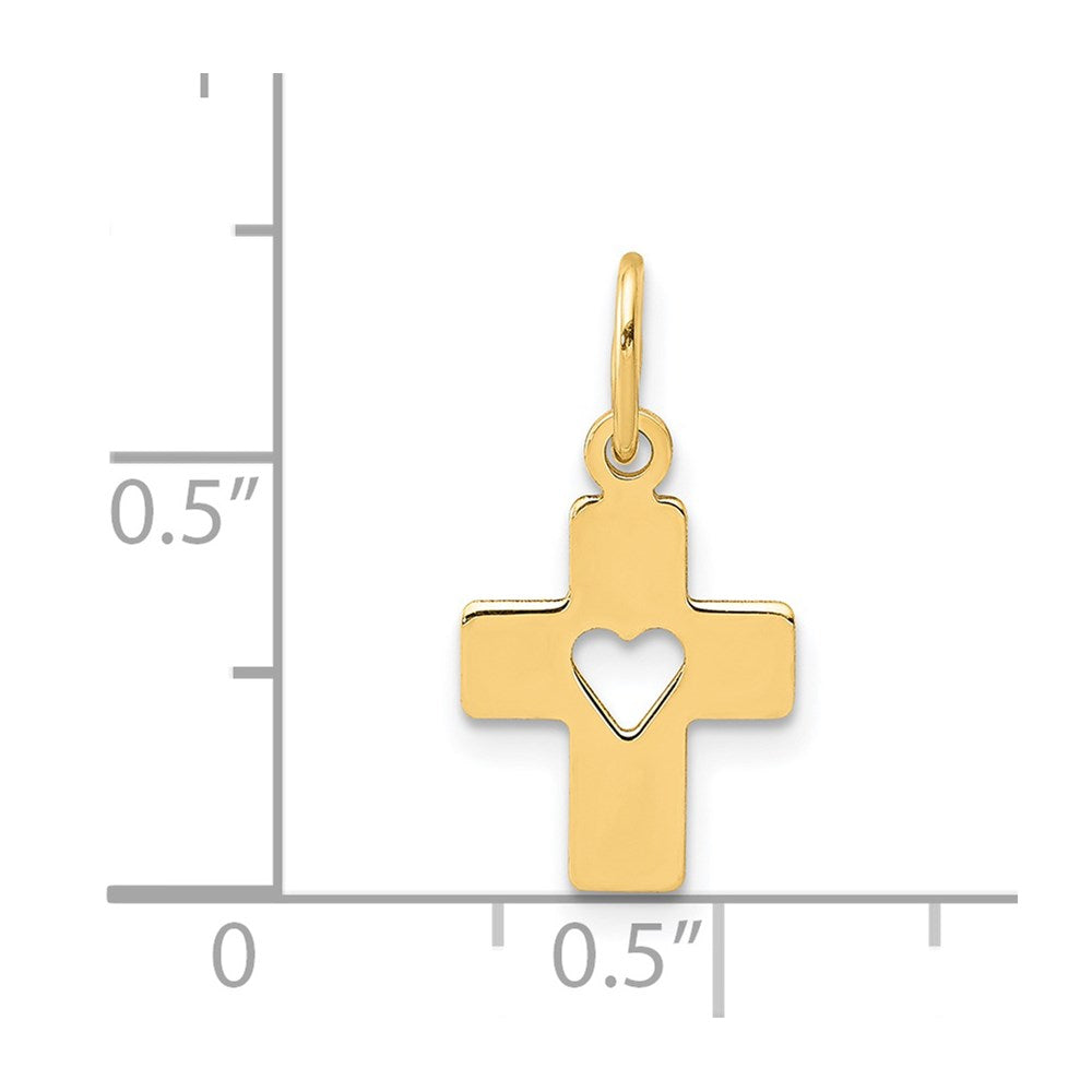 FJC Finejewelers 14 kt Yellow Gold Polished Cross with Heart Charm 17 x 9 mm
