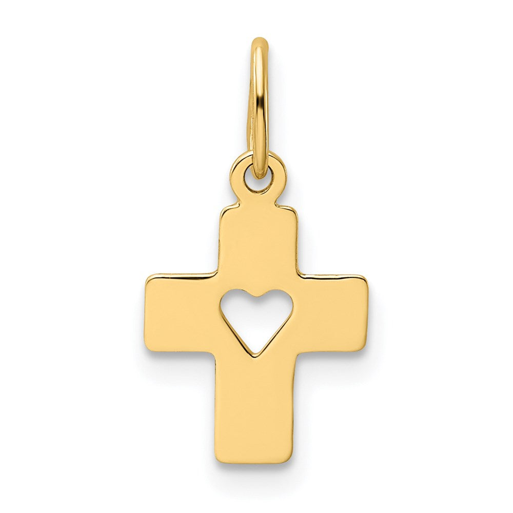 FJC Finejewelers 14 kt Yellow Gold Polished Cross with Heart Charm 17 x 9 mm