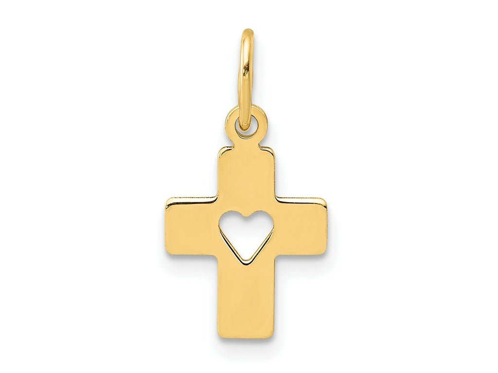 FJC Finejewelers 14 kt Yellow Gold Polished Cross with Heart Charm 17 x 9 mm