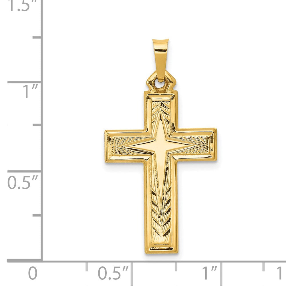FJC Finejewelers 14 kt Yellow Gold Brushed and Polished Latin Cross Charm 31 x 16 mm