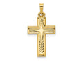 FJC Finejewelers 14 kt Yellow Gold Brushed and Polished Latin Cross Charm 31 x 16 mm