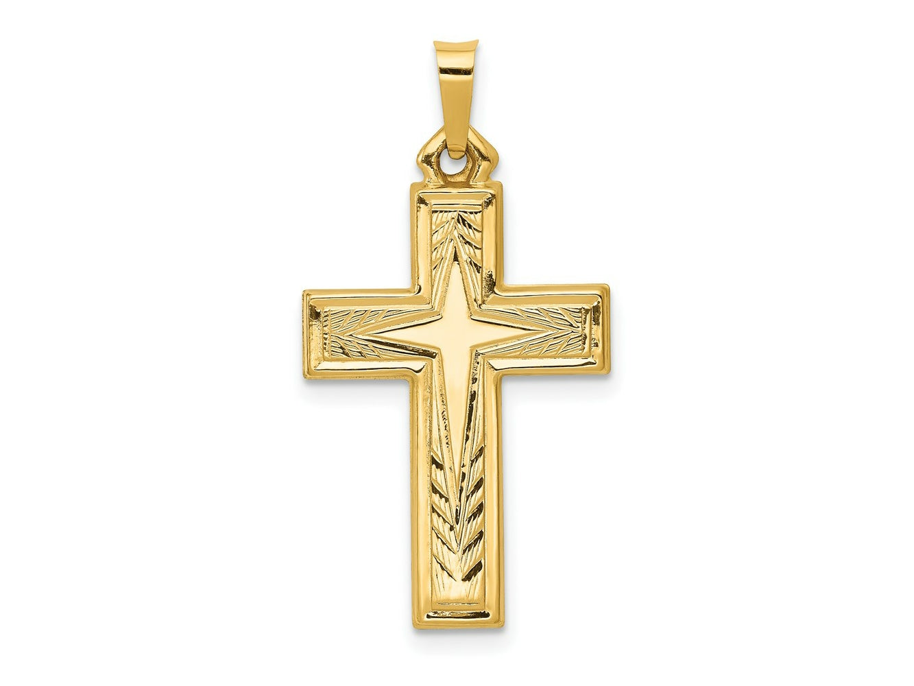 FJC Finejewelers 14 kt Yellow Gold Brushed and Polished Latin Cross Charm 31 x 16 mm