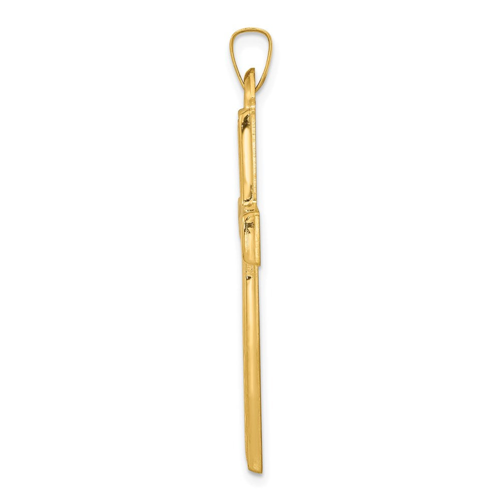 FJC Finejewelers 14 kt Yellow Gold Brushed and Polished Latin Cross Charm 39 x 22 mm