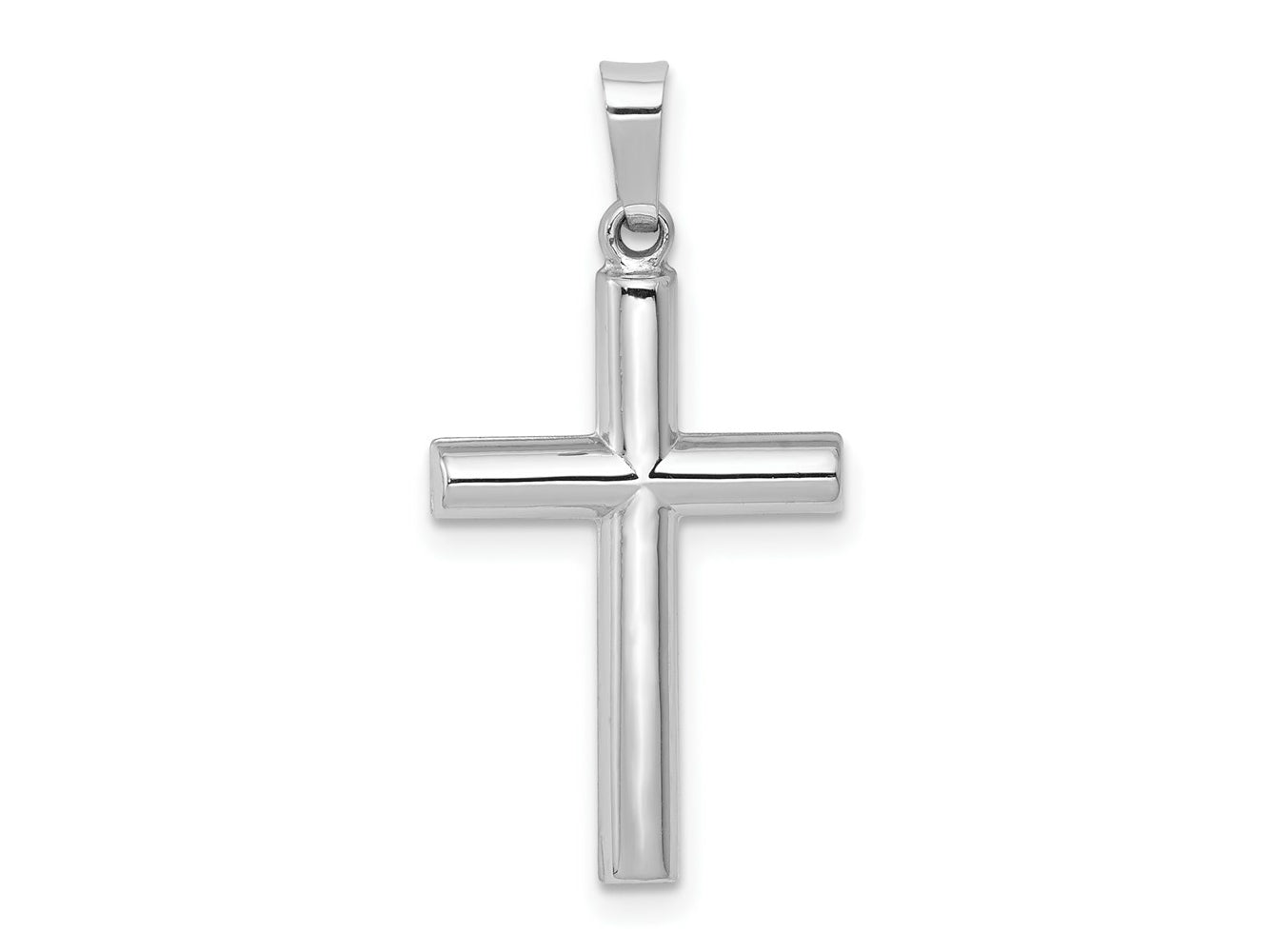 FJC Finejewelers 14 kt White Gold Brushed and Polished Hollow Latin Cross Charm 27 mm x 14 mm