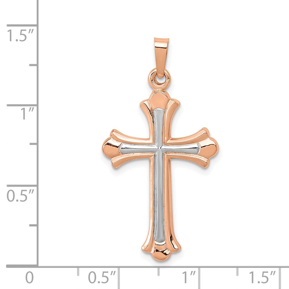 FJC Finejewelers 14 kt Rose Gold with White Rhodium Cross Charm 35 mm