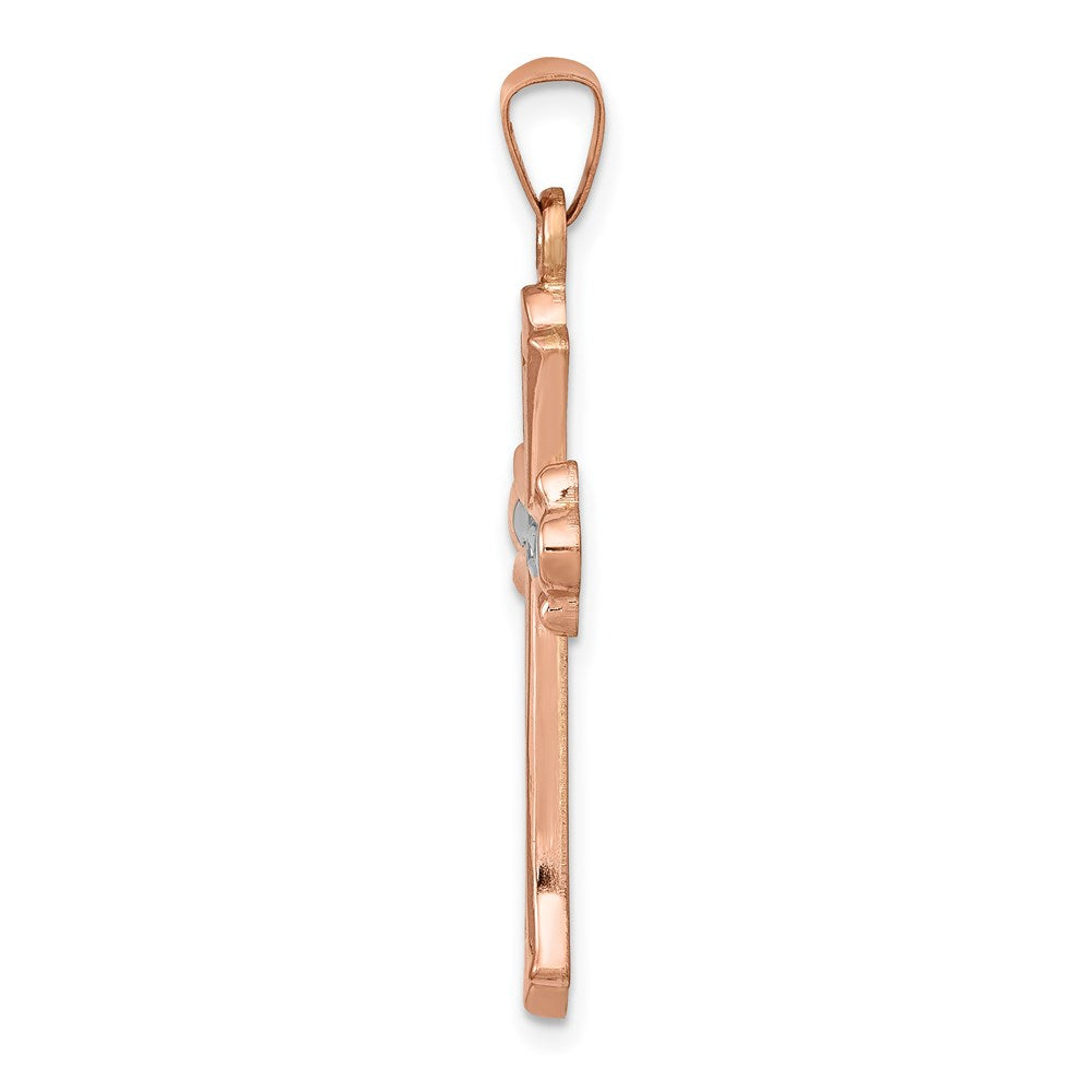 FJC Finejewelers 14 kt Rose Gold with White Rhodium Cross Charm 35 mm