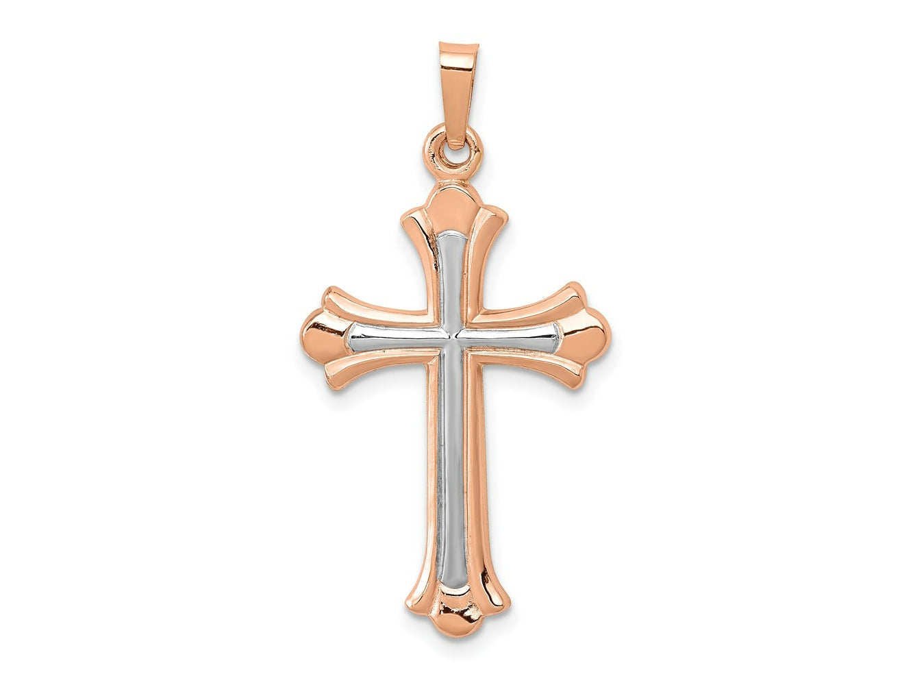 FJC Finejewelers 14 kt Rose Gold with White Rhodium Cross Charm 35 mm