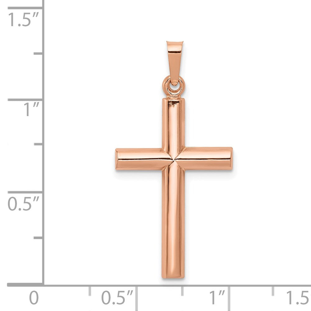 FJC Finejewelers 14 kt Rose Gold Brushed and Polished Hollow Cross Charm 32 mm