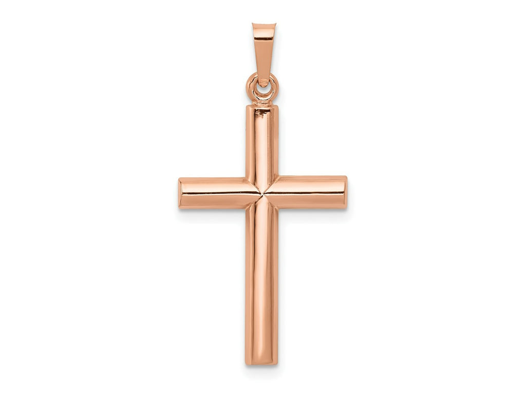 FJC Finejewelers 14 kt Rose Gold Brushed and Polished Hollow Cross Charm 32 mm