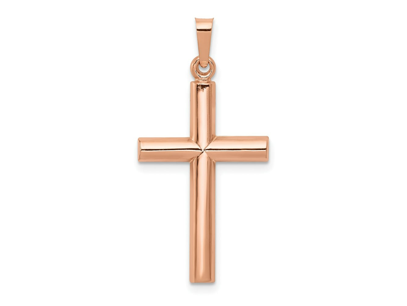 FJC Finejewelers 14 kt Rose Gold Brushed and Polished Hollow Cross Charm 32 mm