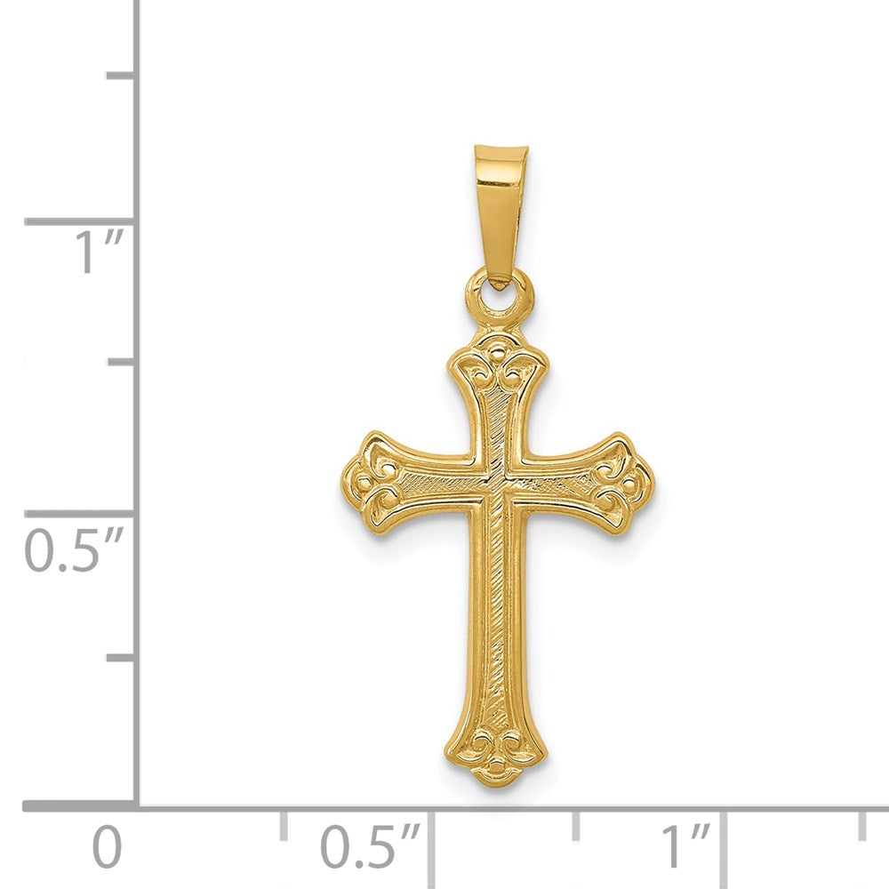 FJC Finejewelers 14 kt Yellow Gold Polished Fleur de lis Cross Charm 26 x 13 mm